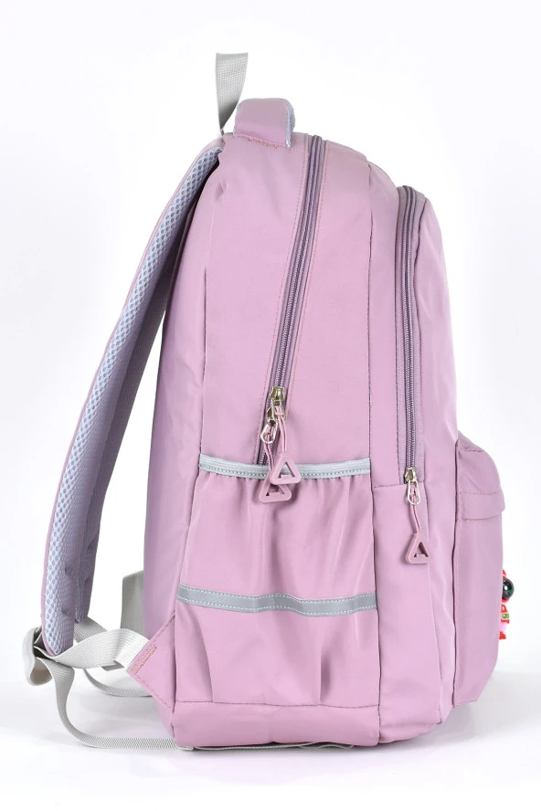 Elatae Unisex Ortopedik Çok Gözlü Günlük Seyahat Okul Sırt Çantası Lila 51709 - Resim 3