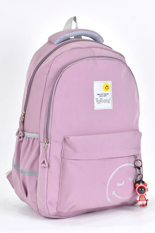 Elatae Unisex Ortopedik Çok Gözlü Günlük Seyahat Okul Sırt Çantası Lila 51709 - Resim 4