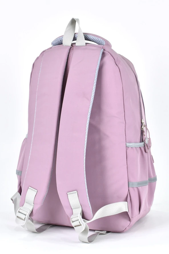 Elatae Unisex Ortopedik Çok Gözlü Günlük Seyahat Okul Sırt Çantası Lila 51709 - Resim 5