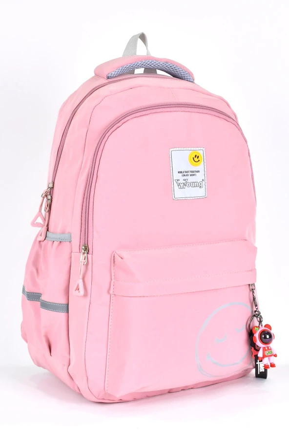 Elatae Unisex Ortopedik Çok Gözlü Günlük Seyahat Okul Sırt Çantası Pembe 51709 - 2