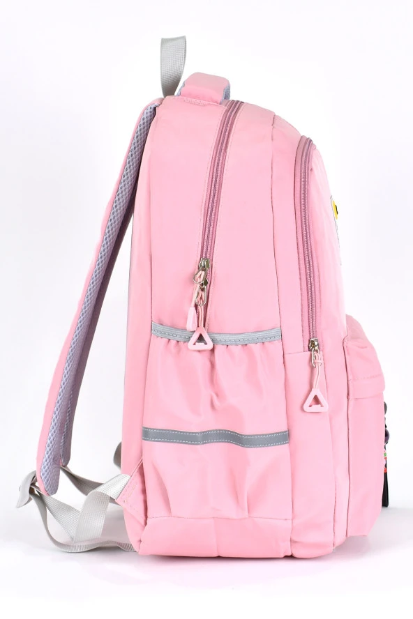 Elatae Unisex Ortopedik Çok Gözlü Günlük Seyahat Okul Sırt Çantası Pembe 51709 - 3