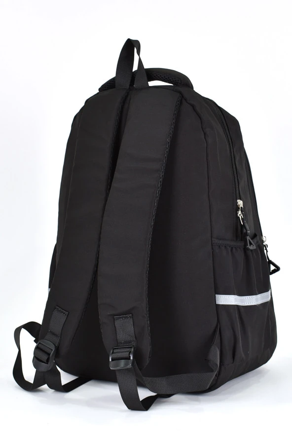 Elatae Unisex Ortopedik Çok Gözlü Günlük Seyahat Okul Sırt Çantası Siyah 51709 - Resim 5