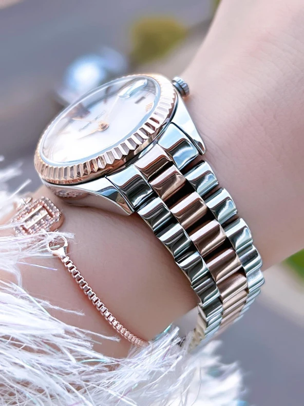 Ferrucci Kadın Kol Saati+Bileklik Özel Seri Çelik Kordon Kararma Renk Atma Yapmaz BİLEKTE.F.05 - Resim 3