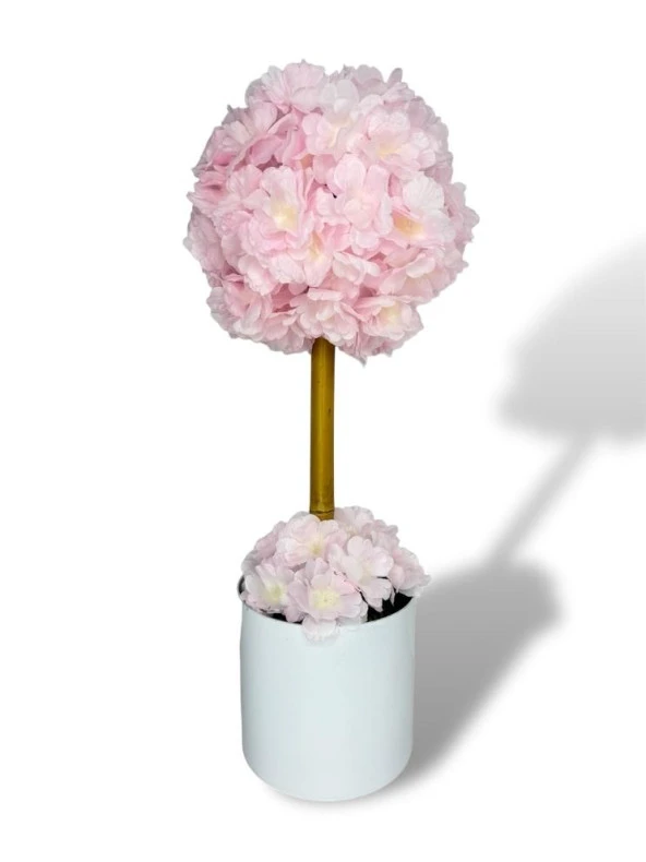 Nettenevime Yapay Çiçek Beyaz Metal Saksıda Bahardalı Japon Kiraz Çiçeği Ağacı 45*15cm