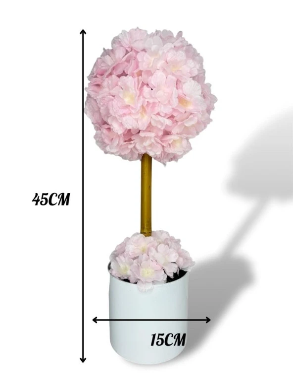Nettenevime Yapay Çiçek Beyaz Metal Saksıda Bahardalı Japon Kiraz Çiçeği Ağacı 45*15cm - 2