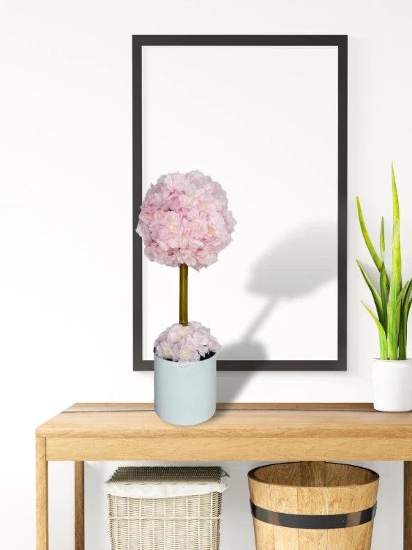 Nettenevime Yapay Çiçek Beyaz Metal Saksıda Bahardalı Japon Kiraz Çiçeği Ağacı 45*15cm - 6