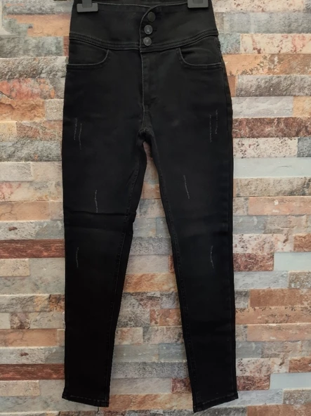 Yüksek Bel Likralı Jean Pantolon 90 Cm