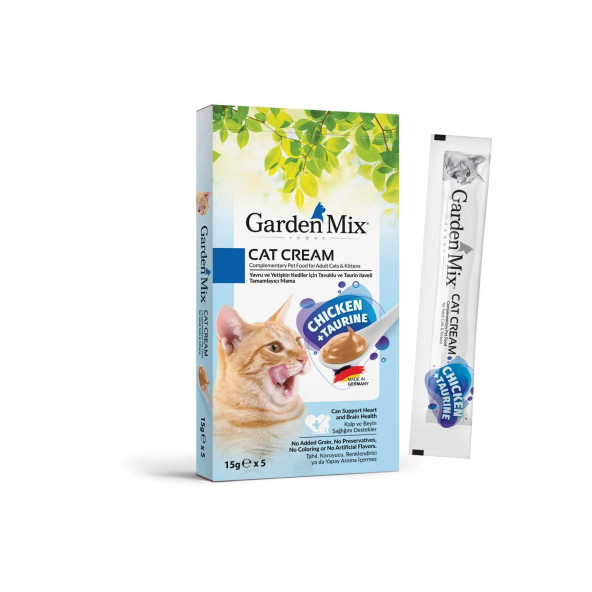 Garden Mix Kedi Kreması Tavuk+Taurin 15 Gr x 5 Adet Kedi Ödül Maması
