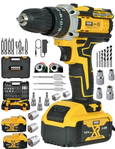 Mager Germany Thechnology Xr 58 Wat Darbeli Çift Akülü Şarjlı Vidalama Matkap