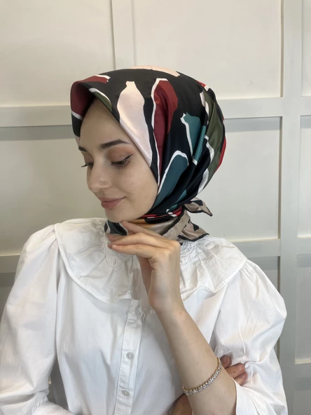 Quare Desenli Rayon Eşarp 01072  VİZON - 2