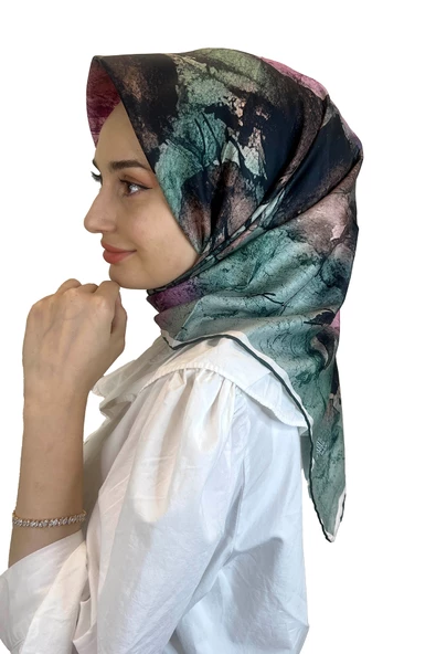 Quare Çiçek Desenli Rayon Eşarp 10701  ZÜMRÜT ürün görseli