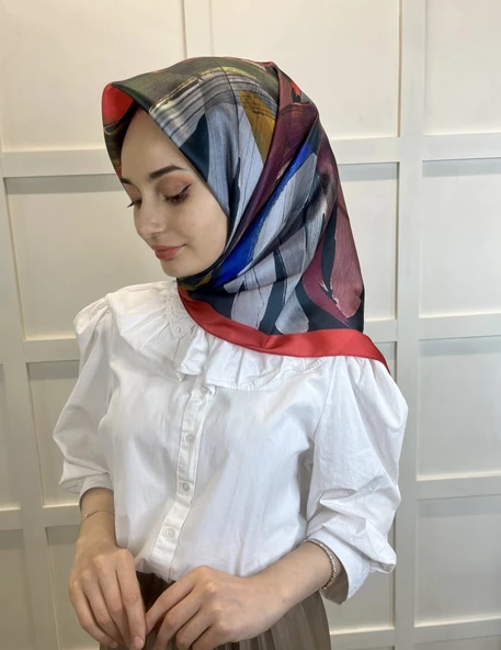 Quare Fırça Desen Kristal Eşarp 01066  KIRMIZI - 2