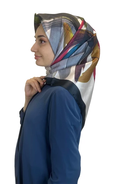 Quare Fırça Desen Kristal Eşarp 01066  SİYAH BEYAZ