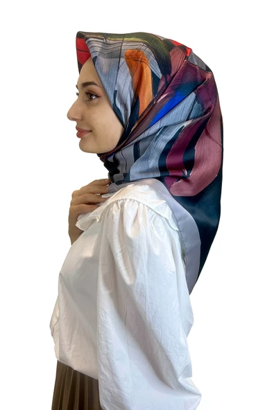 Quare Fırça Desen Kristal Eşarp 01066  GRİ SİYAH - 1