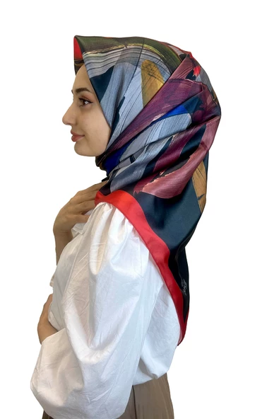 Quare Fırça Desen Kristal Eşarp 01066  KIRMIZI