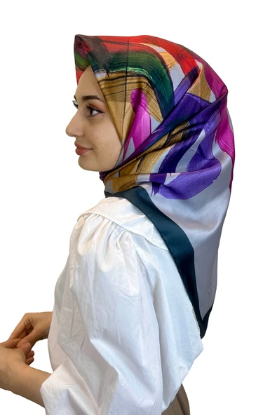 Quare Fırça Desen Kristal Eşarp 01066  GRİ