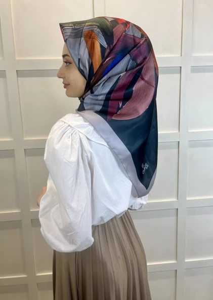 Quare Fırça Desen Kristal Eşarp 01066  GRİ SİYAH - 3