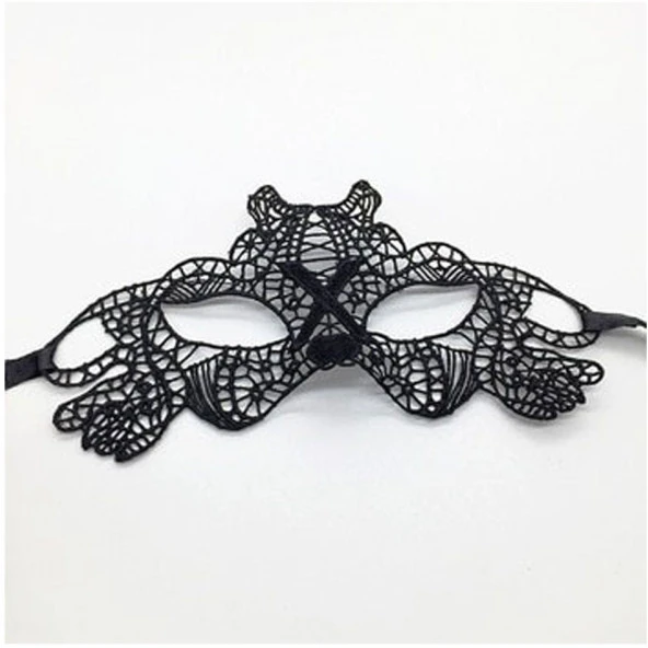 Siyah Renk Dantel Kesim Dantel İşlemeli Balo Parti Maskesi 11 No ürün görseli 1