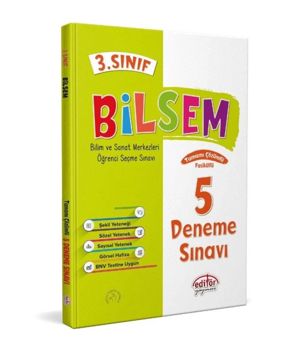 3. Sınıf Bilsem Tamamı Çözümlü 5 Fasikül Deneme Sınavı Editör Yayınevi