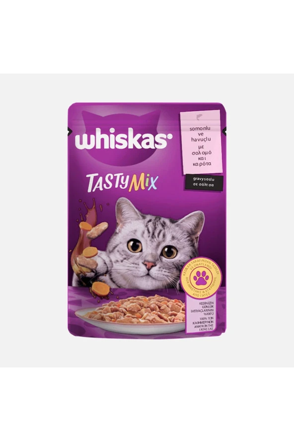 Whiskas Tasty Mix Somonlu Ve Havuçlu Poşet Yaş Mama 85g