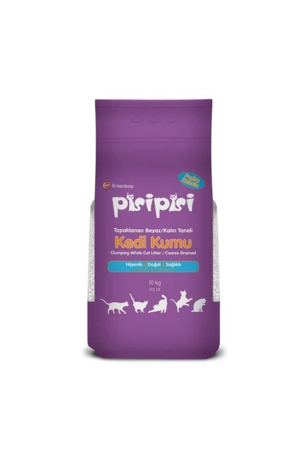 Pisi Pisi Pudralı Topaklanan Kedi Kumu Kalın 10 Kg - Resim 2