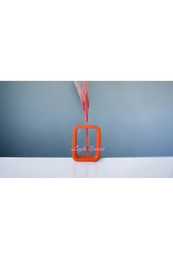 Dekoratif kare cam tüplü vazo (Turuncu)