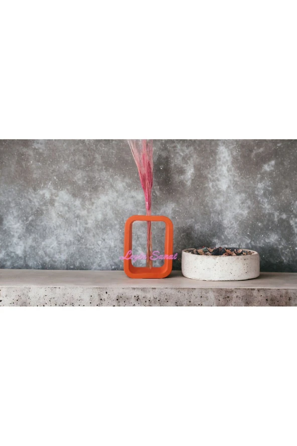 Dekoratif kare cam tüplü vazo (Turuncu) - 2