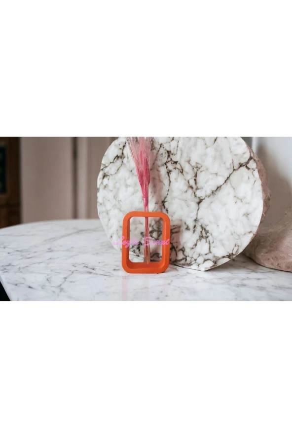 Dekoratif kare cam tüplü vazo (Turuncu) - 5