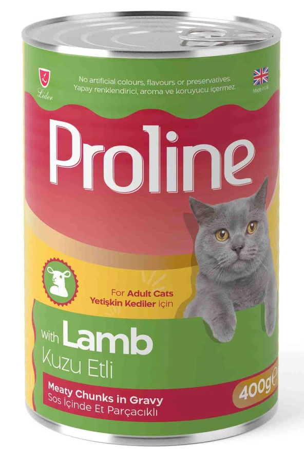 Proline Sos İçinde Et Parçacıklı Kuzu Etli Kedi Konservesi 400gr