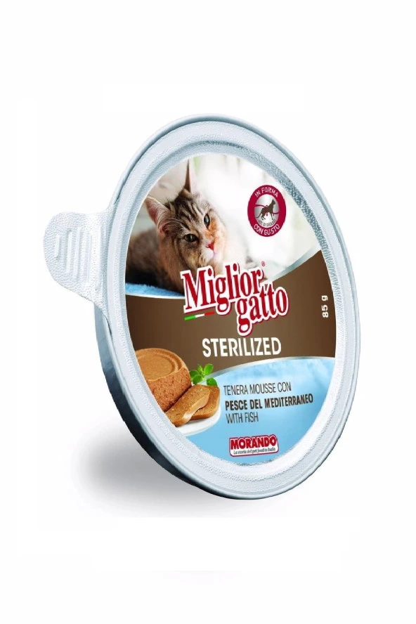 Migliorgatto Kısır Kediler İçin Balıklı Püre Kedi Konservesi 85gr