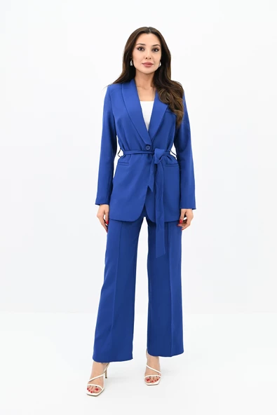 Kadın Kuşaklı Ceket Pantolon Takım 9004-24 - 10