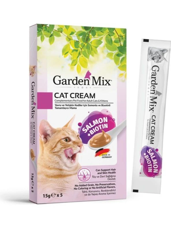 Garden Mix Kedi Kreması Somon+Biotin 15GR x 5 Adet