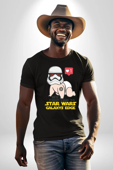 Star Wars My First Trip To Kadın Erkek Unisex Beyaz Organik Baskılı T-Shirt Penye Yüksek Kalite