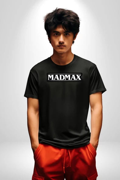 Madmax Kadın Erkek Unisex Siyah Organik Baskılı T-Shirt Penye Yüksek Kalite