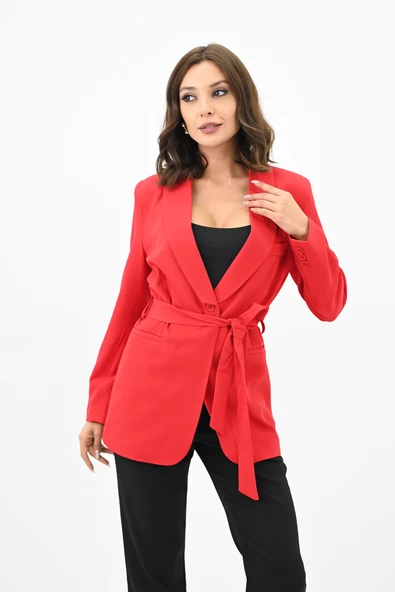 Kadın Kuşaklı Blazer Ceket 9004-1-24 - 3
