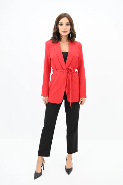 Kadın Kuşaklı Blazer Ceket 9004-1-24 - 2