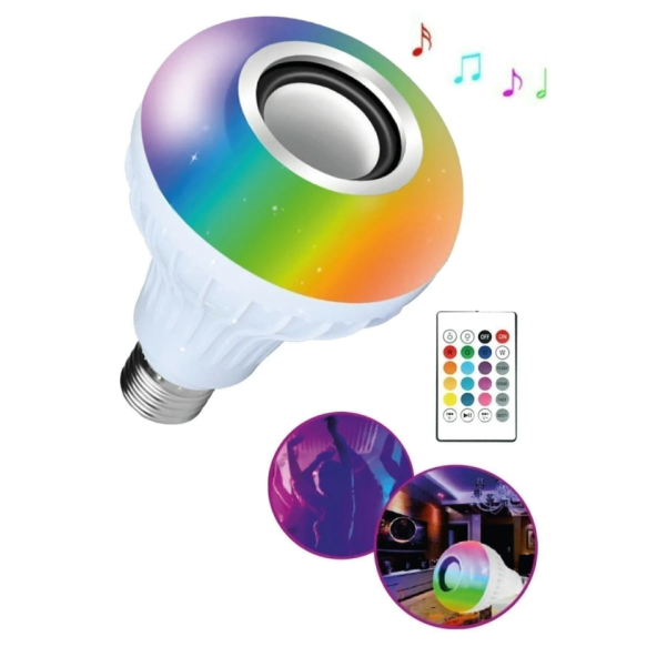 QASUL Bluetooth Hoparlör Rgb Ledli Lamba Kumandalı Müzik Çalar Ampul Renkli Ampul