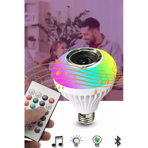 QASUL Bluetooth Hoparlör Rgb Ledli Lamba Kumandalı Müzik Çalar Ampul Renkli Ampul - 4