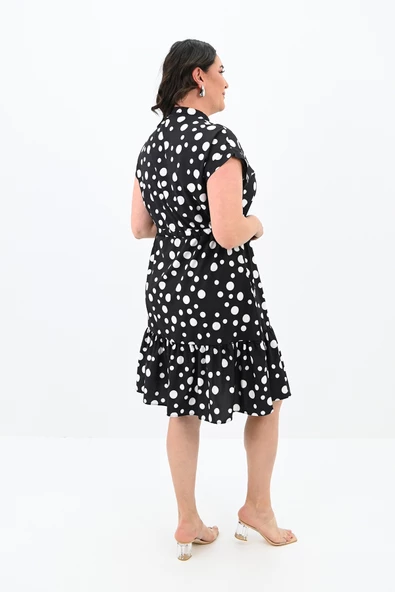 Kadın Büyük Beden Puantiye Detaylı Elbise 5226-25 - 10