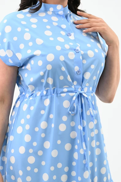 Kadın Büyük Beden Puantiye Detaylı Elbise 5226-25 - 6