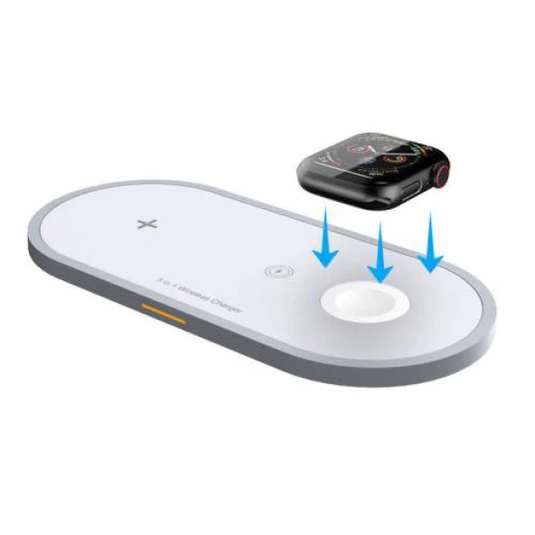 Polham 3in1 Wireless Şarj Kablosuz Şarj iPhone Apple Watch AirPods Şarj Huawei Samsung Xiaomi Şarj - 4