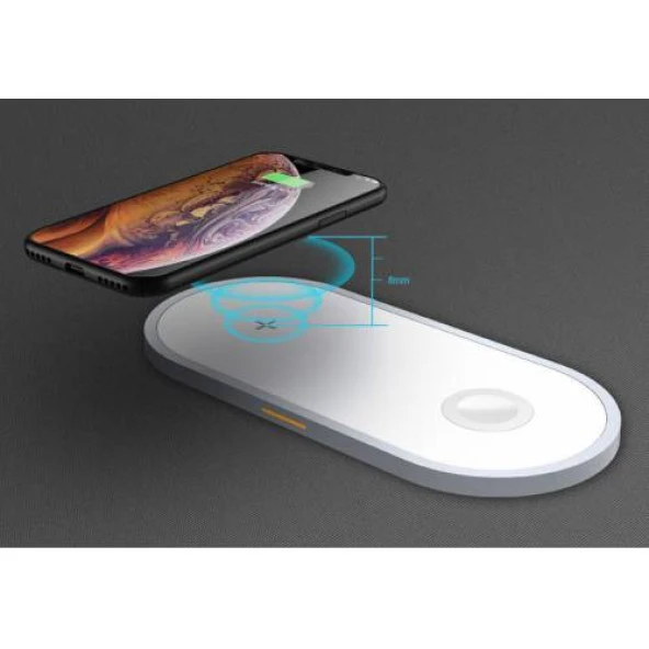 Polham 3in1 Wireless Şarj Kablosuz Şarj iPhone Apple Watch AirPods Şarj Huawei Samsung Xiaomi Şarj - 5