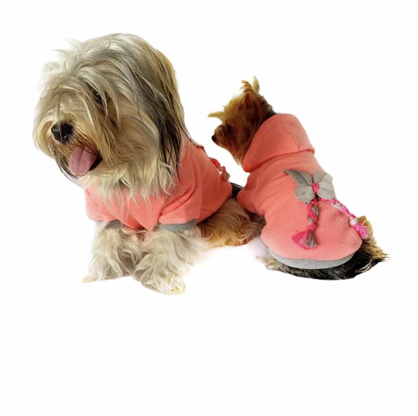 Pink Bunny Braid Kapşonlu Sweat by Kemique Köpek Kazağı - 3