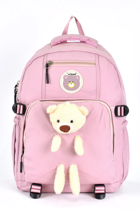 Elatae Ortopedik Lüks Kumaş Çok Gözlü Çocuk İlkokul Sırt Çantası Pembe 51694 ürün görseli