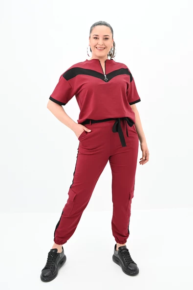 Kadın Büyük Beden Yarım Fermuarlı Eşofman Takımı 8109-24 - Resim 6