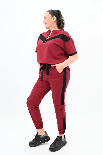 Kadın Büyük Beden Yarım Fermuarlı Eşofman Takımı 8109-24 - Resim 7