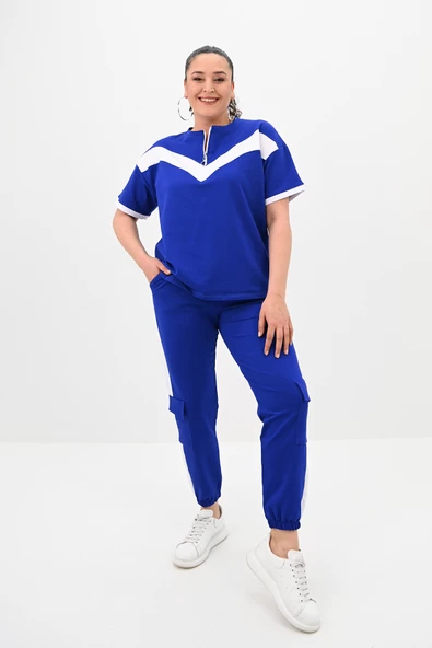 Kadın Büyük Beden Yarım Fermuarlı Eşofman Takımı 8109-24 - Resim 10