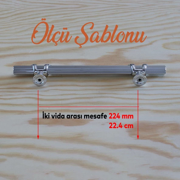 Emir Kulp Krom (224 MM - 22.4 CM) Metal Mobilya Mutfak Çekmece Dolap Dolabı Kulbu Kulpu Kulpları - 2