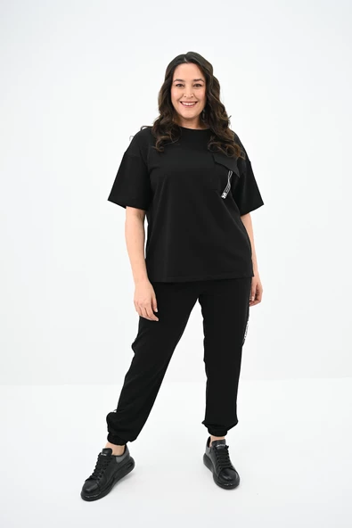 Kadın Büyük Beden Yan Şerit Detaylı Eşofman Takımı 8088-24 - Resim 3