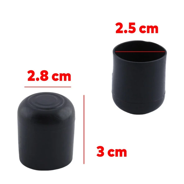Masa Sandalye Sehpa Ayak Tapası Tıpa Papuç Takoz Yuvarlak Siyah 28 mm Parke Zemin Koruyucu 4 Adet - 2